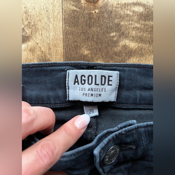AGOLDE Sophie High Waist Distressed Skinny Jean Black - Picture 7 of 7